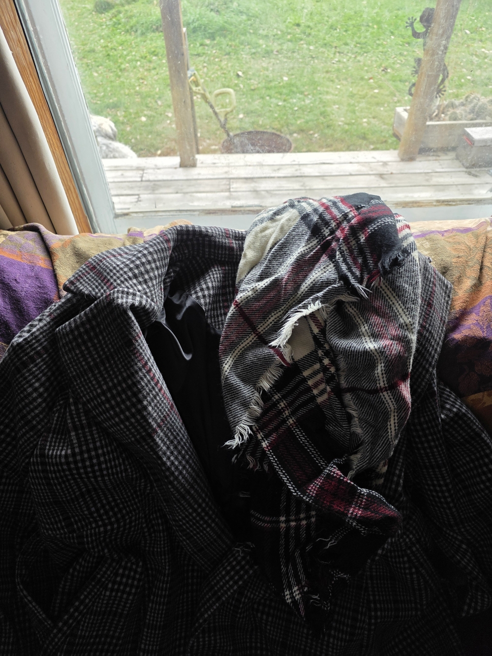 torrid Black and Gray Plaid Blazer with Red Accents